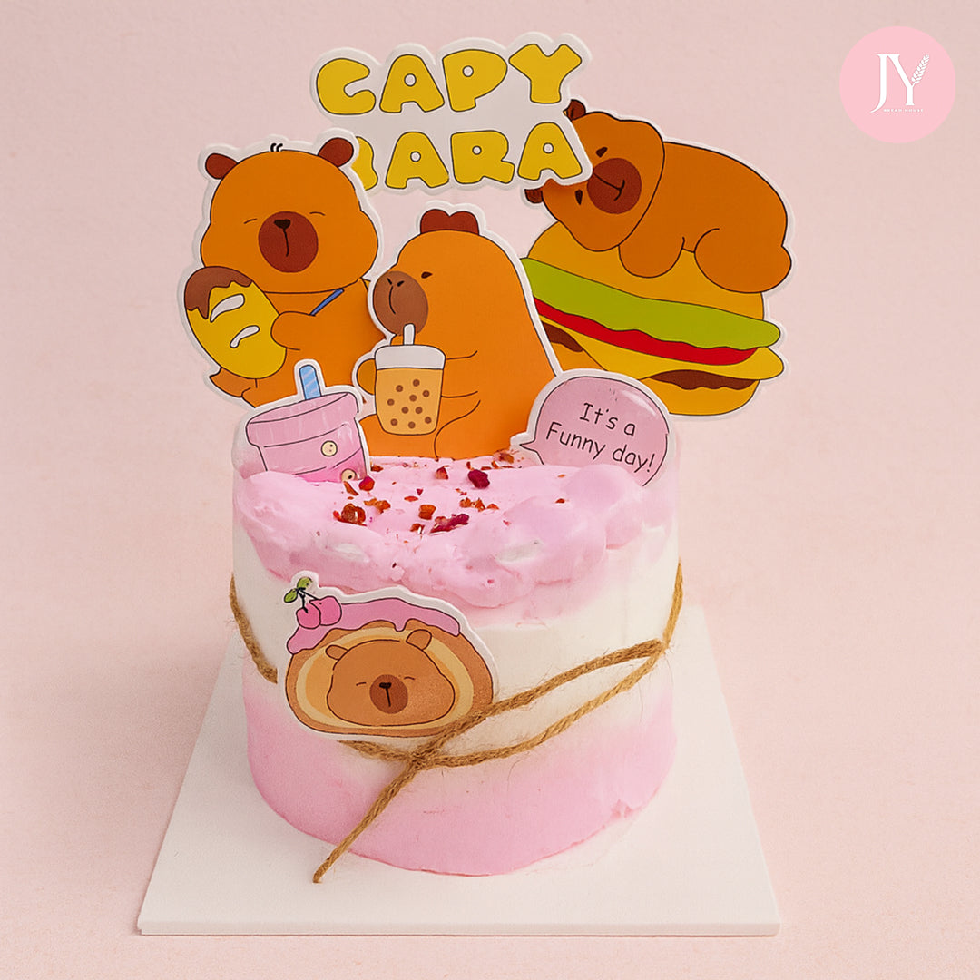 Capybara x Strawberry (4") Birthday Cake