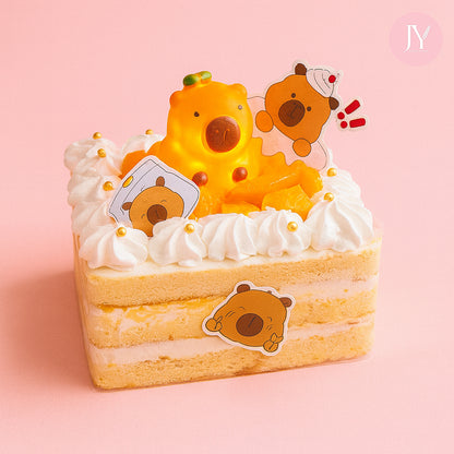 Glowing Capybara x Mango (6") Birthday Cake