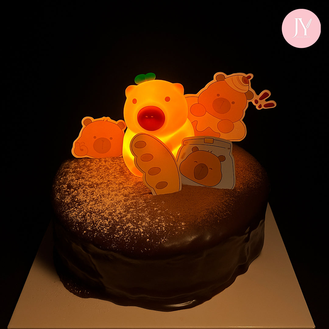 Glowing Capybara x Chocolate (6") Birthday Cake
