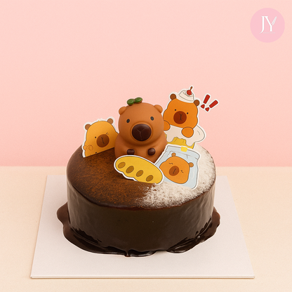 Glowing Capybara x Chocolate (6") Birthday Cake